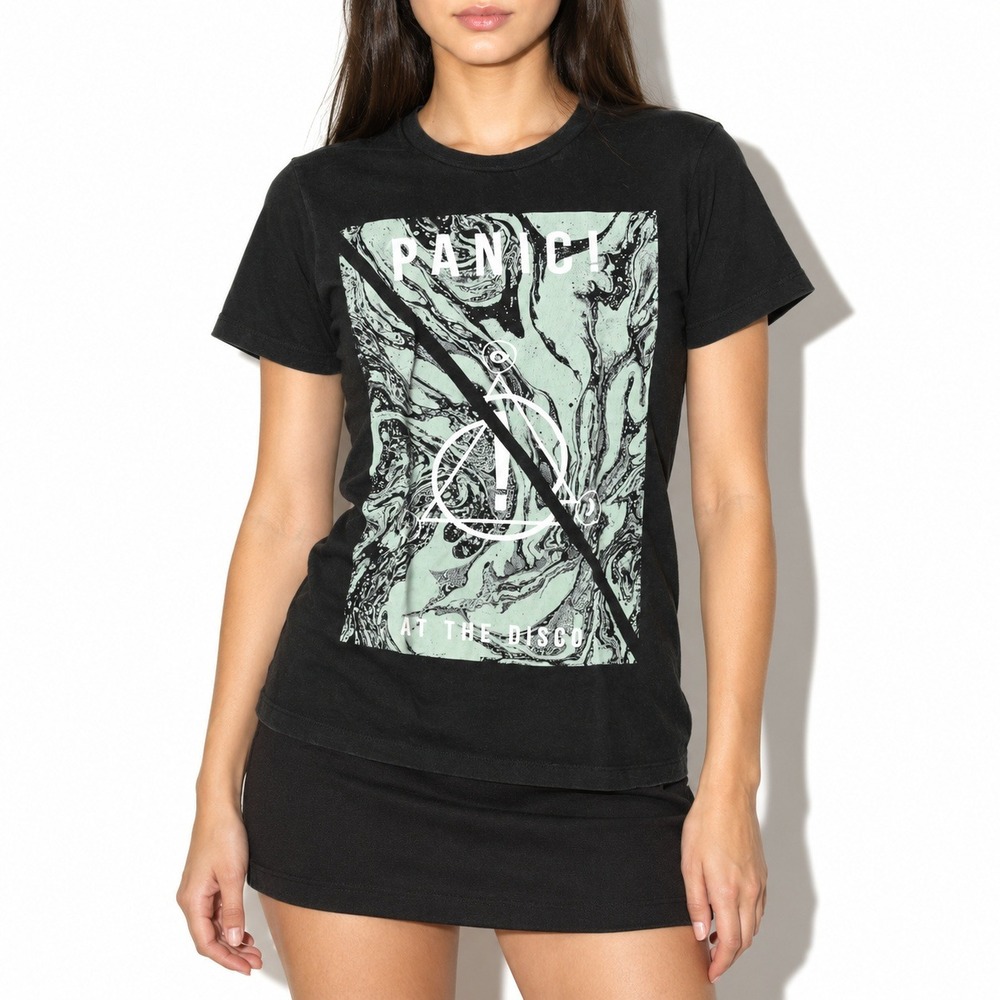 Panic At The Disco Double Sided Graphic Tee Womens Small Black Emo Band Shirt